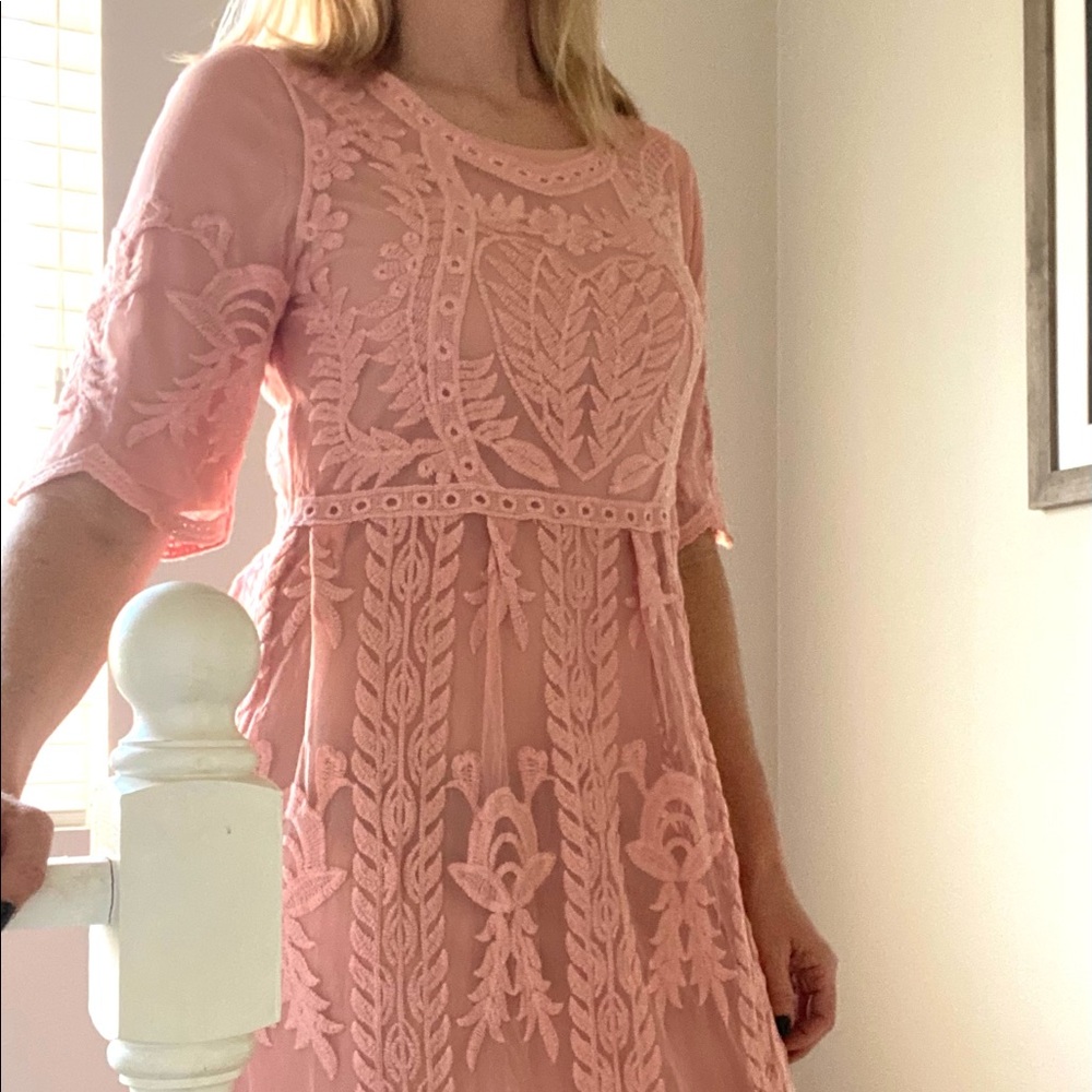 NWT Bohme pink lace maxi dress